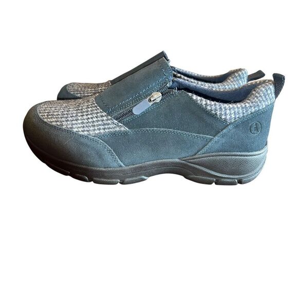 Lands' End All Weather Insulated navy Suede Zip Moc Shoes Women's 9.5D slip on - Picture 1 of 8